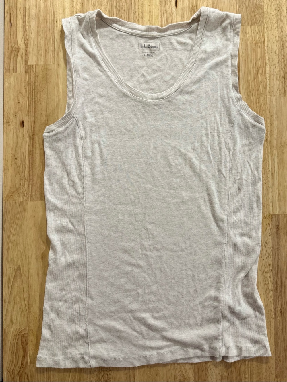 L.L. Bean Cream Ribbed Tank Top - Women's Sleeveless Scoop Neck